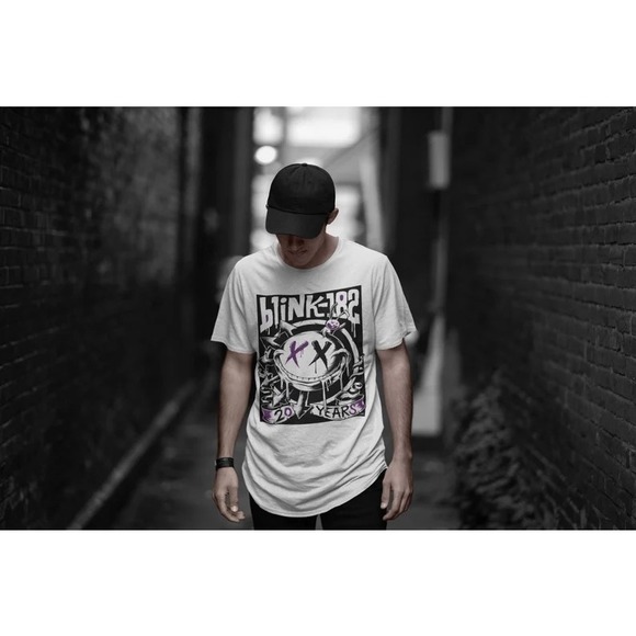 Blink 182 20th Anniversary Reunion Tour Logo Graphic Band T-Shirt - Picture 1 of 4